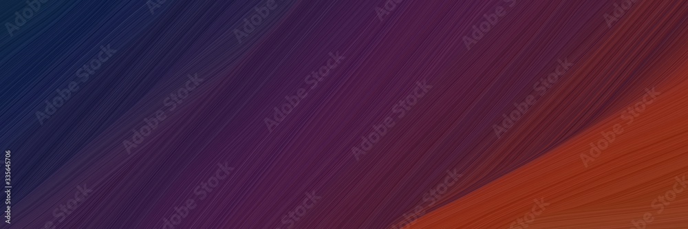 Poster elegant abstract curved lines flowing header design with very dark violet, saddle brown and very dark blue colors
