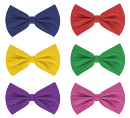 Set of colored bow-tie isolated on white background; close-up