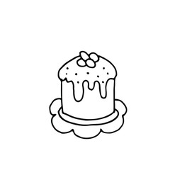 Easter pie, Easter cake. Sketch style hand drawn elements. Stock outline vector illustration, isolated on white background.