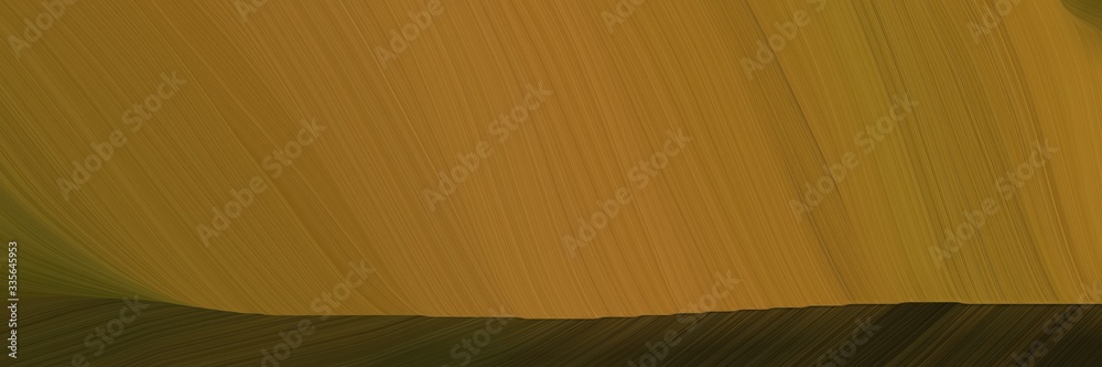 Poster elegant abstract curved lines colorful horizontal banner with brown, very dark green and chocolate c