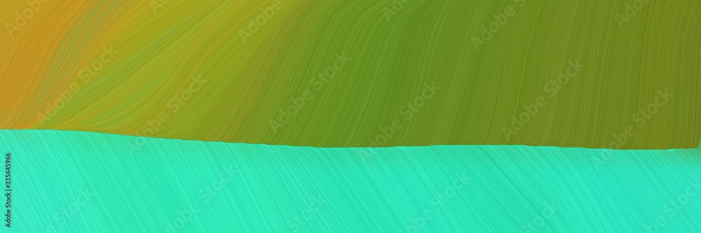 Poster elegant abstract curved lines colorful horizontal header with olive drab, turquoise and golden rod c
