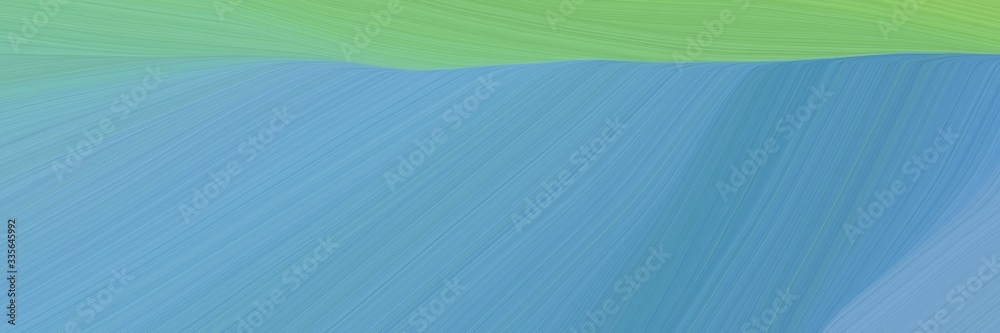 Poster elegant abstract curved lines dynamic horizontal banner with cadet blue, pastel green and dark sea green colors. elegant curved lines with fluid flowing waves and curves