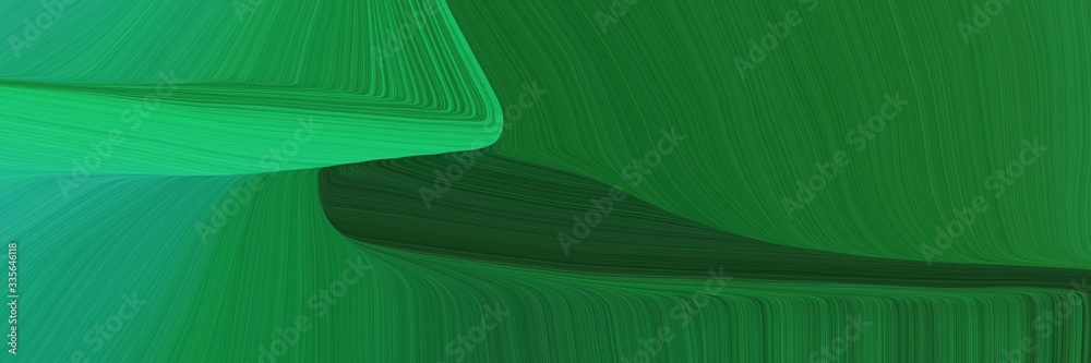 Poster elegant abstract curved lines modern banner design with forest green, dark cyan and medium sea green