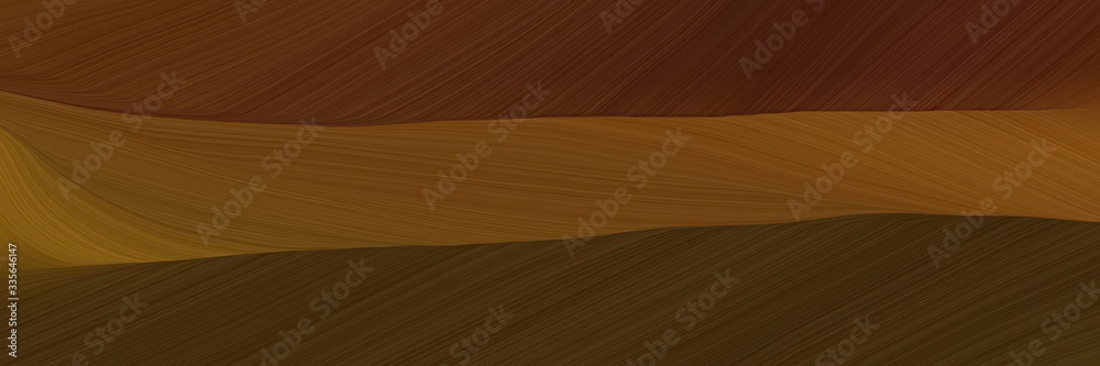 Poster elegant abstract curved lines artistic designed horizontal banner with chocolate, brown and very dark green colors. elegant curved lines with fluid flowing waves and curves