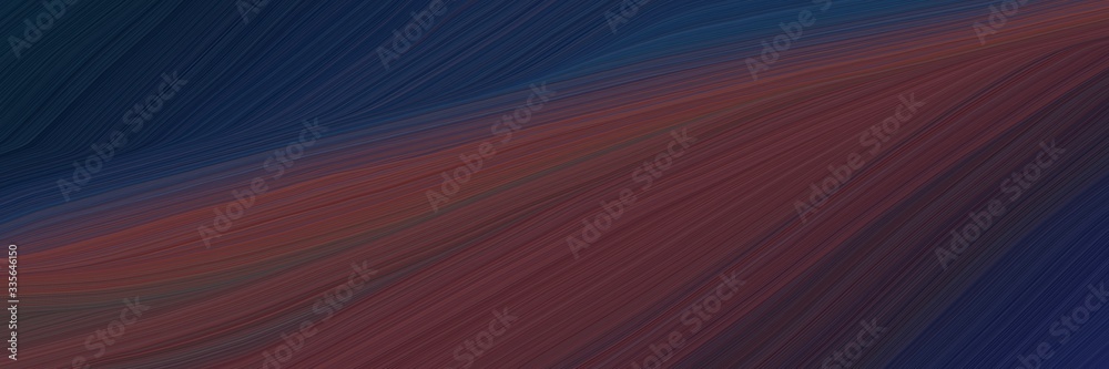 Poster elegant abstract curved lines decorative horizontal banner with very dark magenta, old mauve and ver