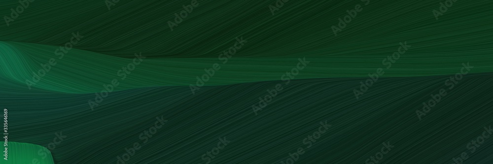 Aufkleber elegant abstract curved lines flowing horizontal banner with very dark green, teal green and dark slate gray colors. elegant curved lines with fluid flowing waves and curves