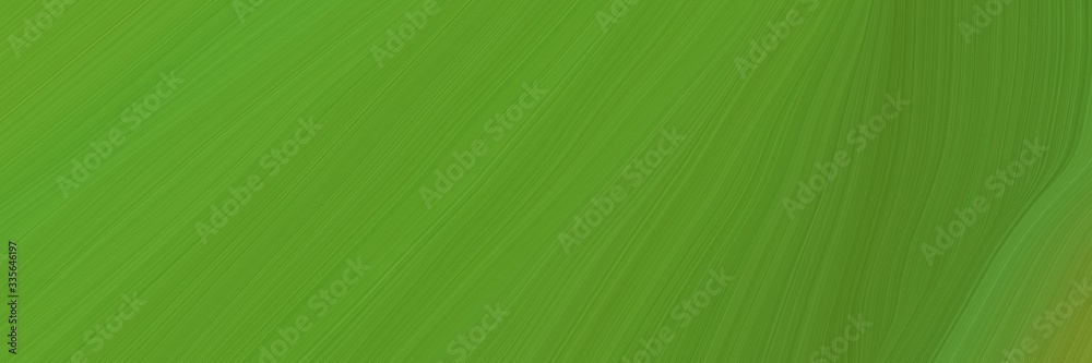Poster elegant abstract curved lines colorful header with dark green, dark olive green and olive drab color