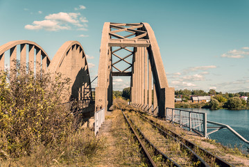Old abandoned railway bridge. 