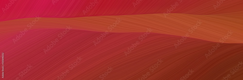 Poster elegant abstract curved lines moving designed horizontal header with firebrick, chocolate and sienna colors