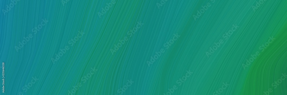 Aufkleber elegant abstract curved lines dynamic designed horizontal header with teal, sea green and dark cyan colors. elegant curved lines with fluid flowing waves and curves