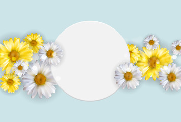 Obraz premium Cute Background with Frame and Flowers. Vector Illustration