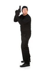 Obraz premium Burglar: Man in Shooting Stance