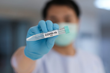 Covid-19 test tube in hospital laboratory