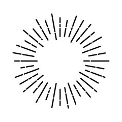 Vector illustration of light rays, sunburst. Vintage style element, round frame.