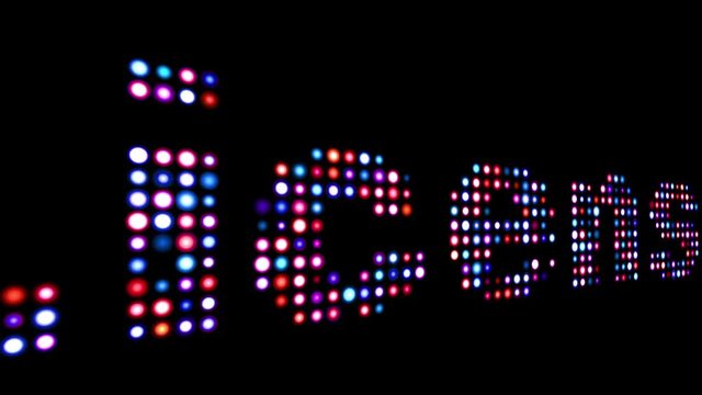 Licence colorful led text over black