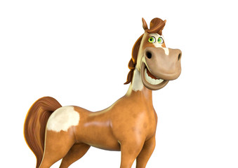 horse cartoon is happy on white background © DM7