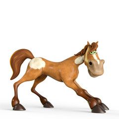 horse cartoon is a little bit lost on white background