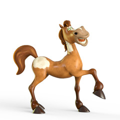 horse cartoon is walking on white background