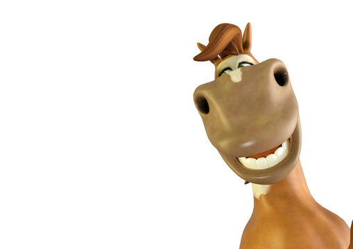 horse cartoon smiling on white background