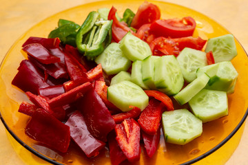 Tomat, cucumber and fresh red pepper  salad