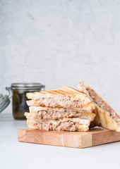 Homemade tuna sandwich with cheese