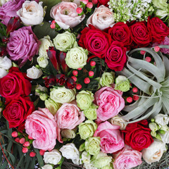 Flower arrangement background with roses