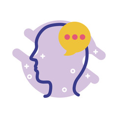 profile with speech bubble mental health line style icon