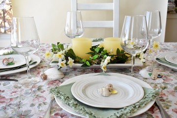 Fancy table settings for celebration meal 