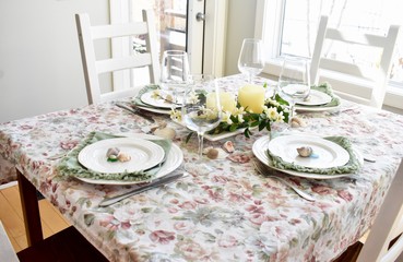 Fancy table settings for celebration meal 