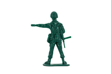 Green toy soldiers on white background. Soldier one on six models. (1/6) Picture five on sixteen viewing angles. (05/16)