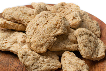 Raw Dehydrated Soy Meat or Soya Chunks Isolated