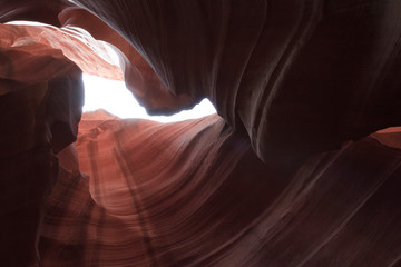 Page, Arizona / USA - August 05, 2015: Rock formations inside Upper Antelope Canyon, Page, Arizona, USA