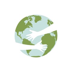 Hands hug planet earth