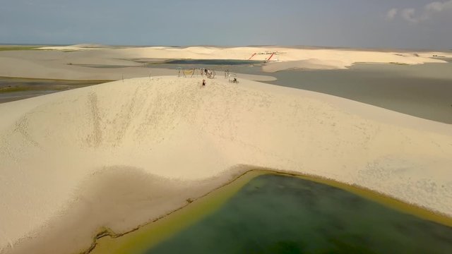 Aerial view of the Dunes and Lagoa de Tatajuba, municipality of Camocim, far west of Cear&aacute;, Brazil