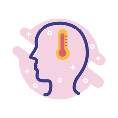profile with thermometer mental health line style icon