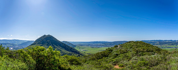 Panorama of Mountains, Hills, brush, vegetation 
