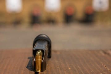 loaded 9 x 19  bullet magazine at a sport shooting 