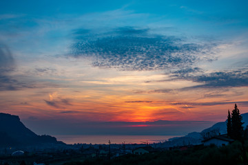 Italy, Veneto, Garda -  8 february 2020 - A sunset on Lake Garda