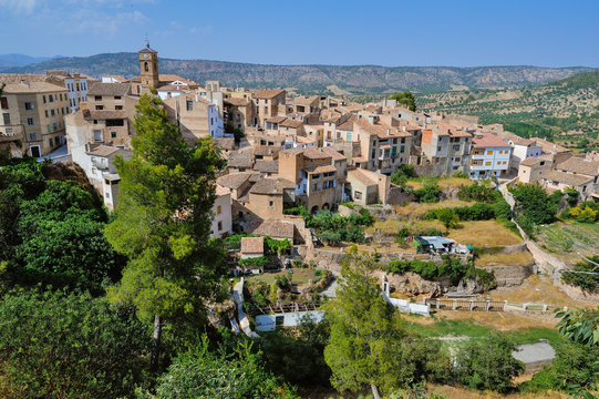 The view is charming, Letur and the mountains around it. Spain.
