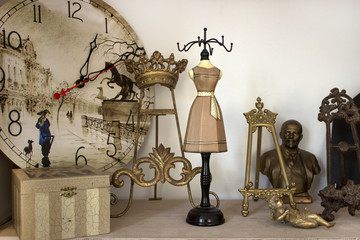 Shelf with a collection of elegant ladies' baubles