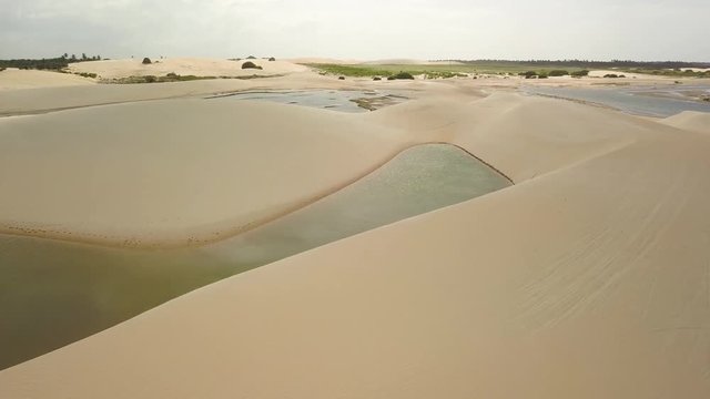 Aerial view of the Dunes and Lagoa de Tatajuba, municipality of Camocim, far west of Cear&aacute;, Brazil