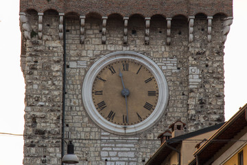Fototapeta na wymiar Close up view of Torre della Pallata in Brescia, Lombardy, Italy.