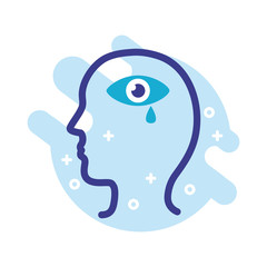 profile with eye crying mental health line style icon