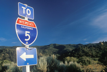 A sign for Interstate 5 in California