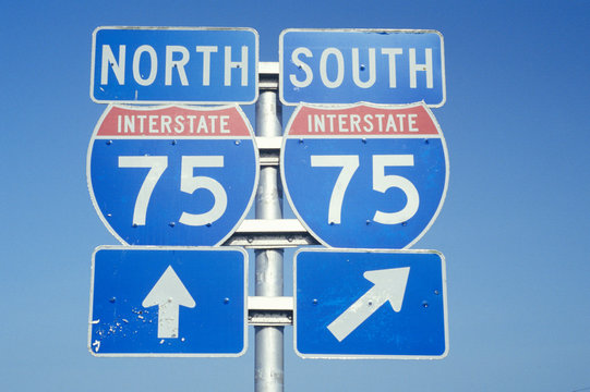 Sign For Interstate 75 North And South