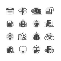 city infrastructure icons vector set