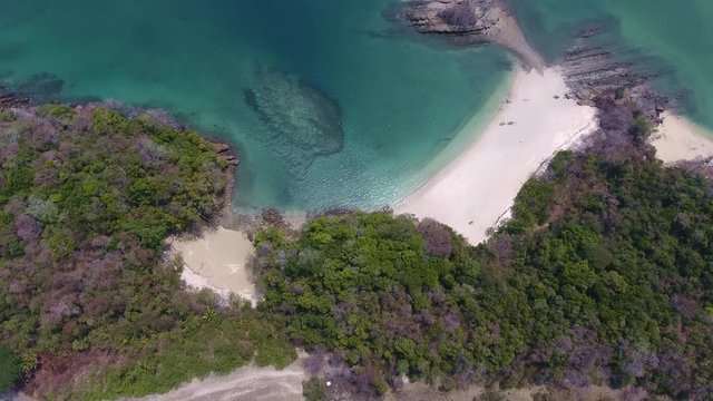 Aerial View of Las Perlas Islands with Coral and Rock Fringed Clear Water Beaches