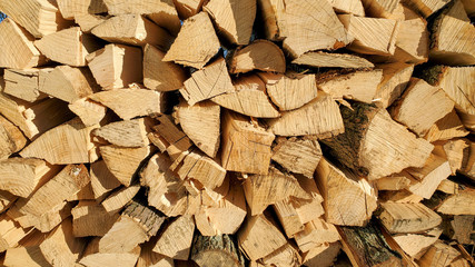 firewood wall that is split and stacked 