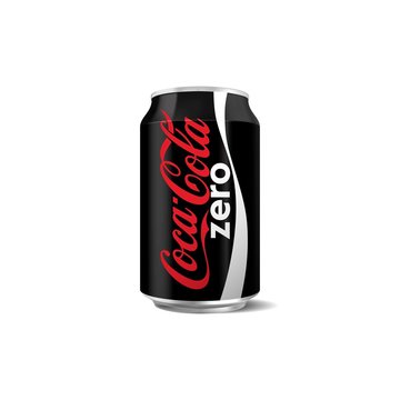 Vector illustration of coca-cola zero can isolated on white background for editorial use. Coca-Cola Company is the most popular market leader in USA
