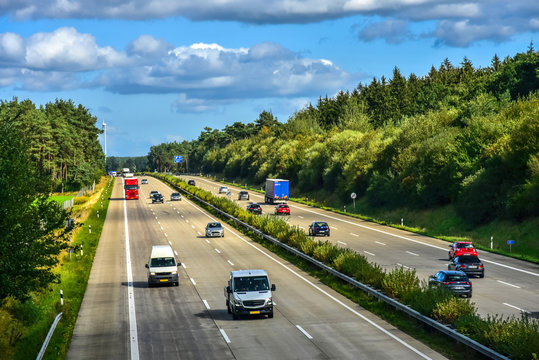 Autobahn, Verkehr, Deutschland, Betonfahrbahn, Sommer